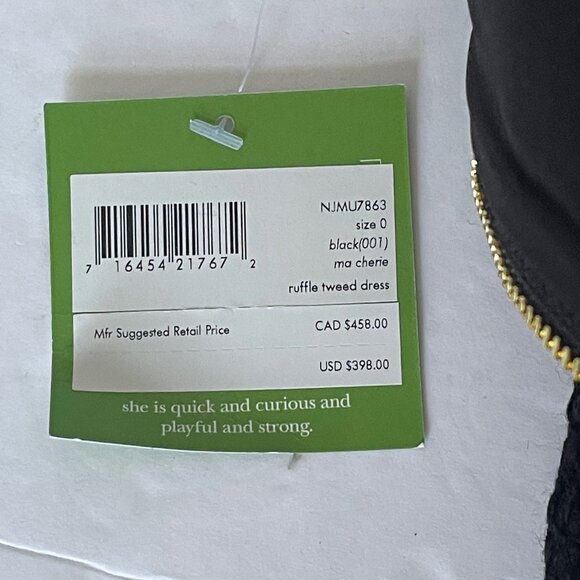 Kate Spade Dress Womens 0 Black Sheath Sleeveless Bow Tie Tweed Ruffle Short - Picture 15 of 15